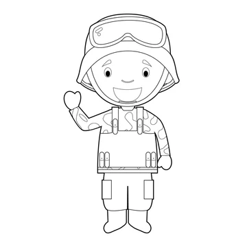 Easy coloring cartoon vector illustration of a soldier vector