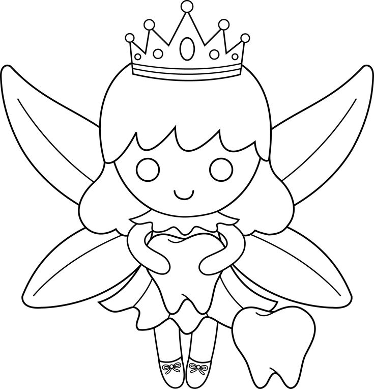 Cute colorable tooth fairy