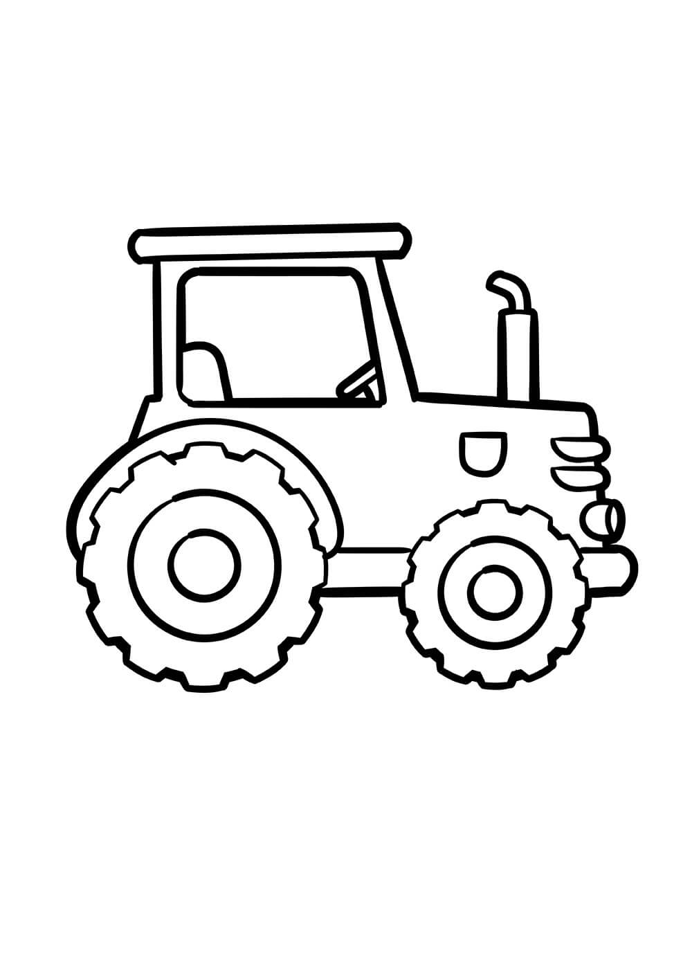 Easy tractor coloring page