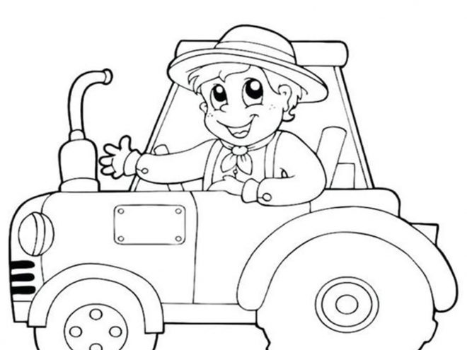 Free easy to print tractor coloring pages