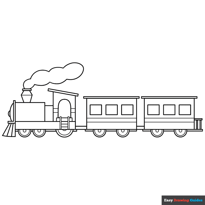 Train coloring page easy drawing guides