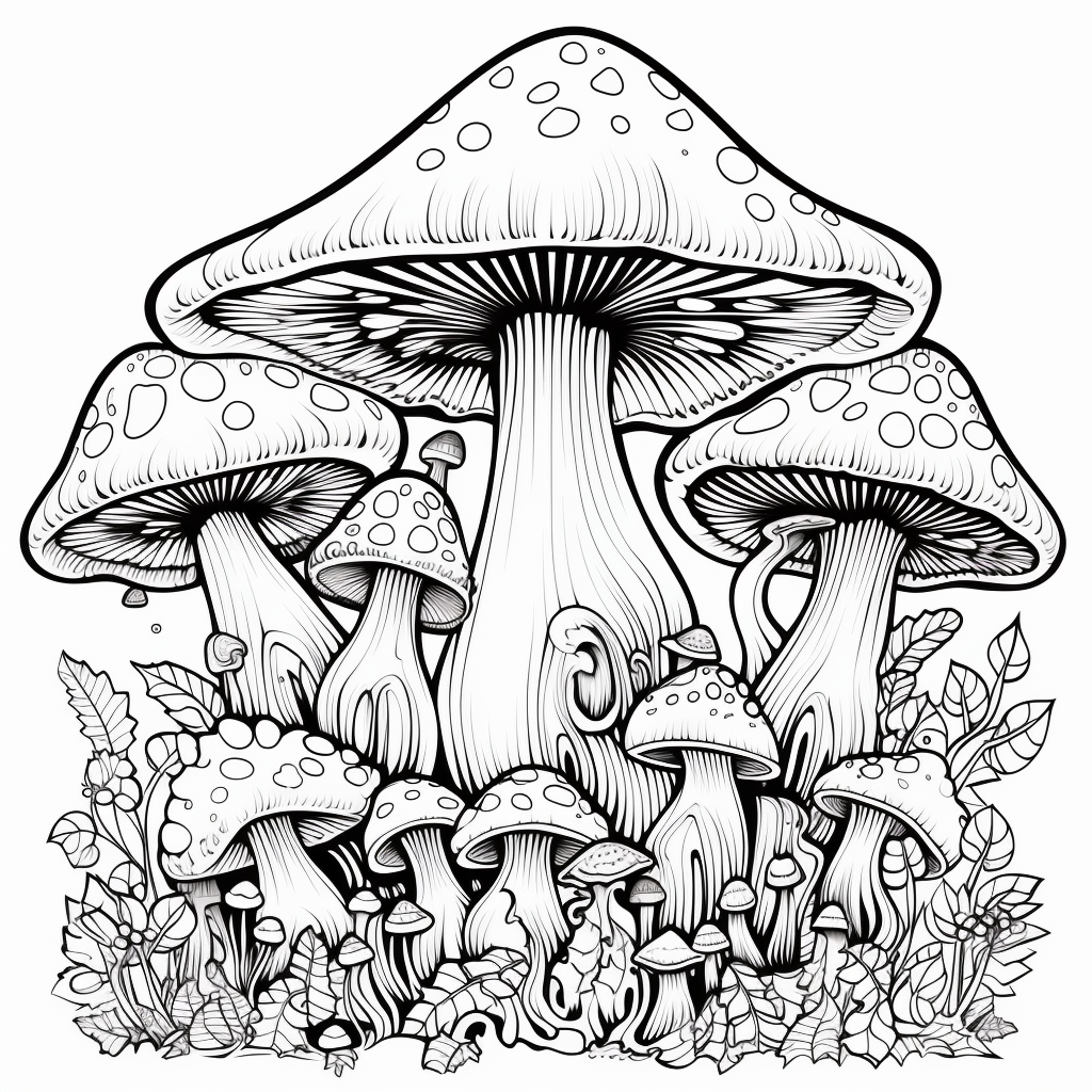 Easy trippy mushroom coloring pages