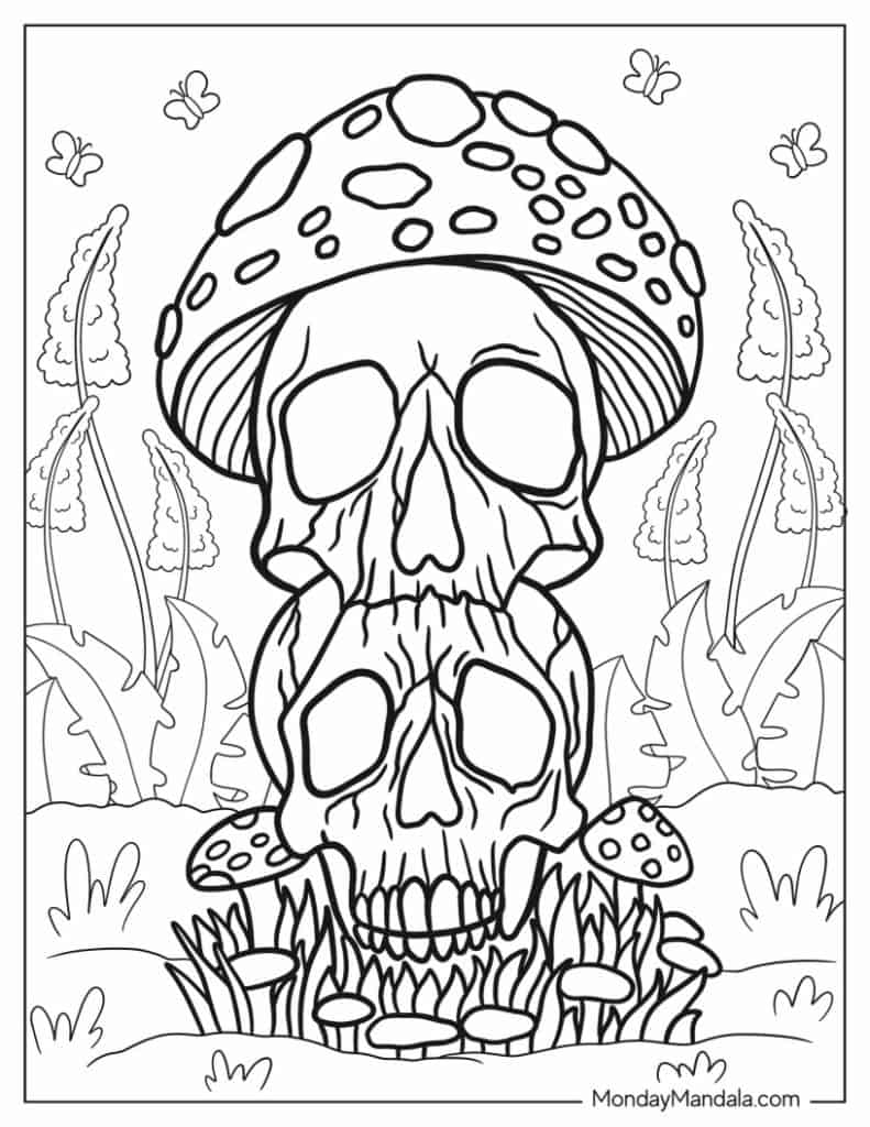 Mushroom coloring pages free pdf printables