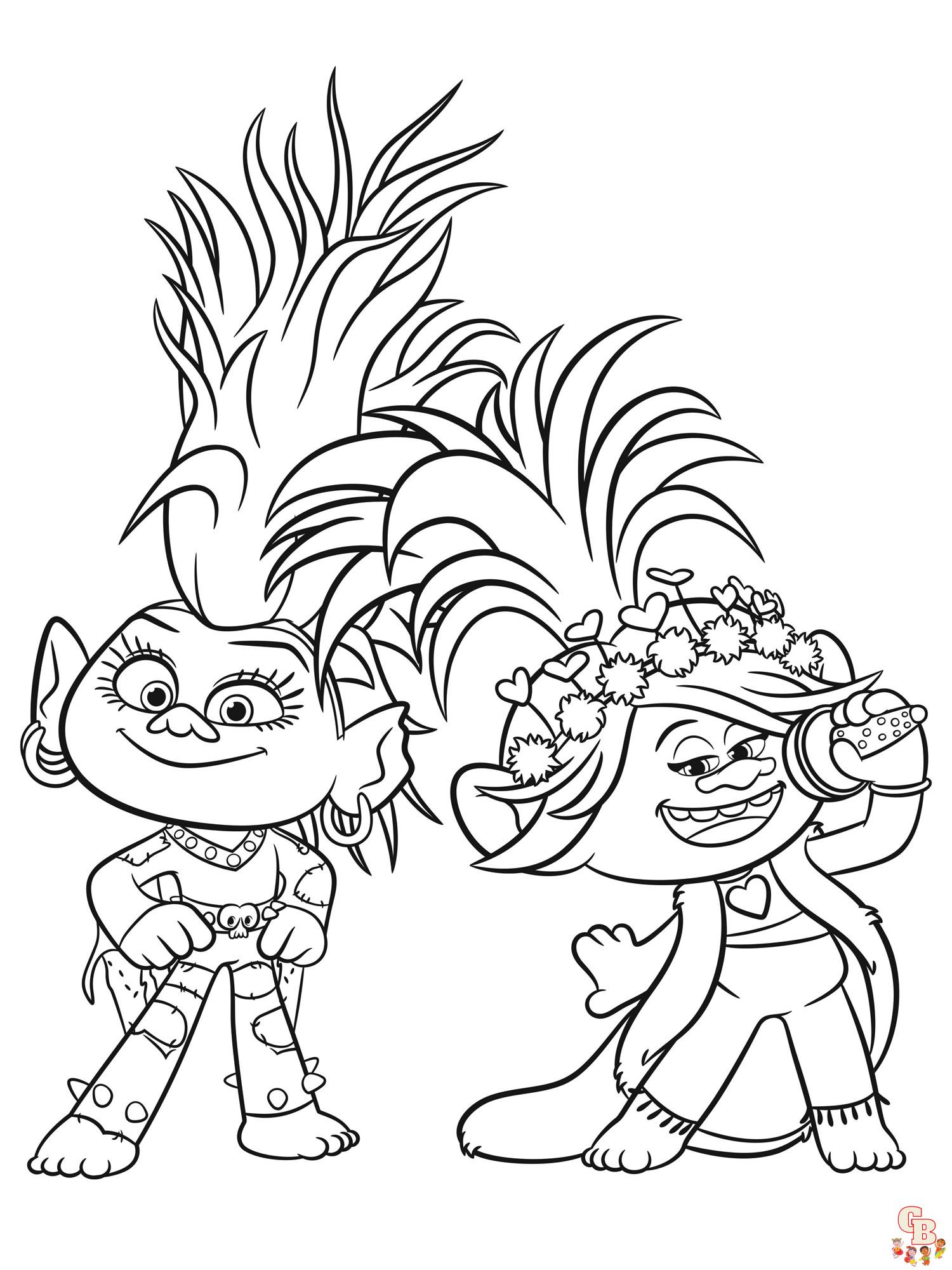 Trolls coloring pages free and printable sheets for kids