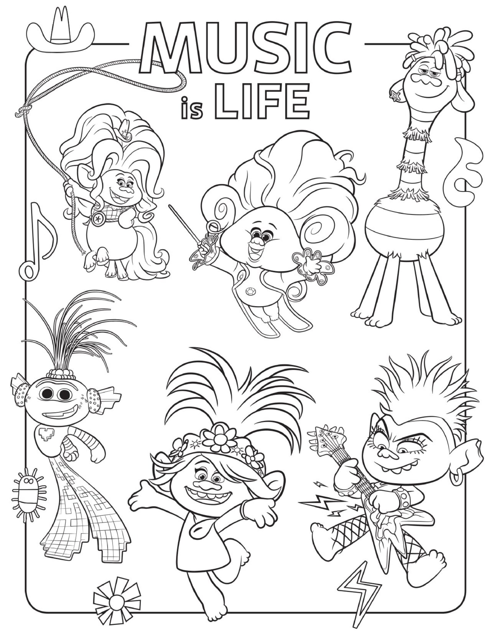 Free printable trolls coloring pages activity sheets zoom backgrounds more crazy adventures in parenting