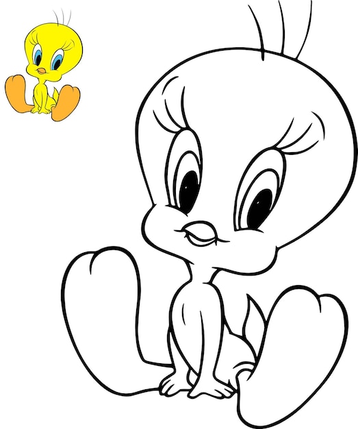 Premium vector tweety bird coloring page