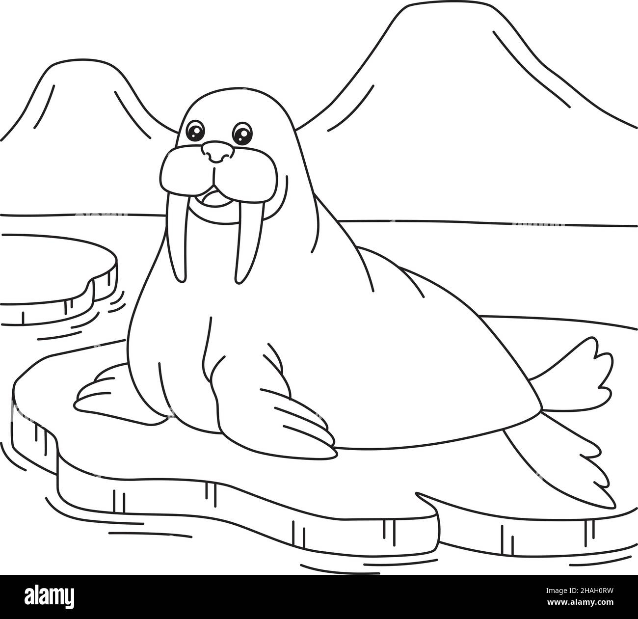 Walrus coloring page for kids stock vector image art