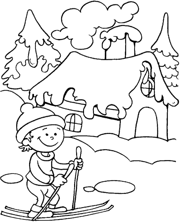 Easy winter coloring page printable