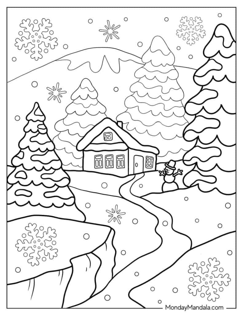 Winter coloring pages free pdf printables