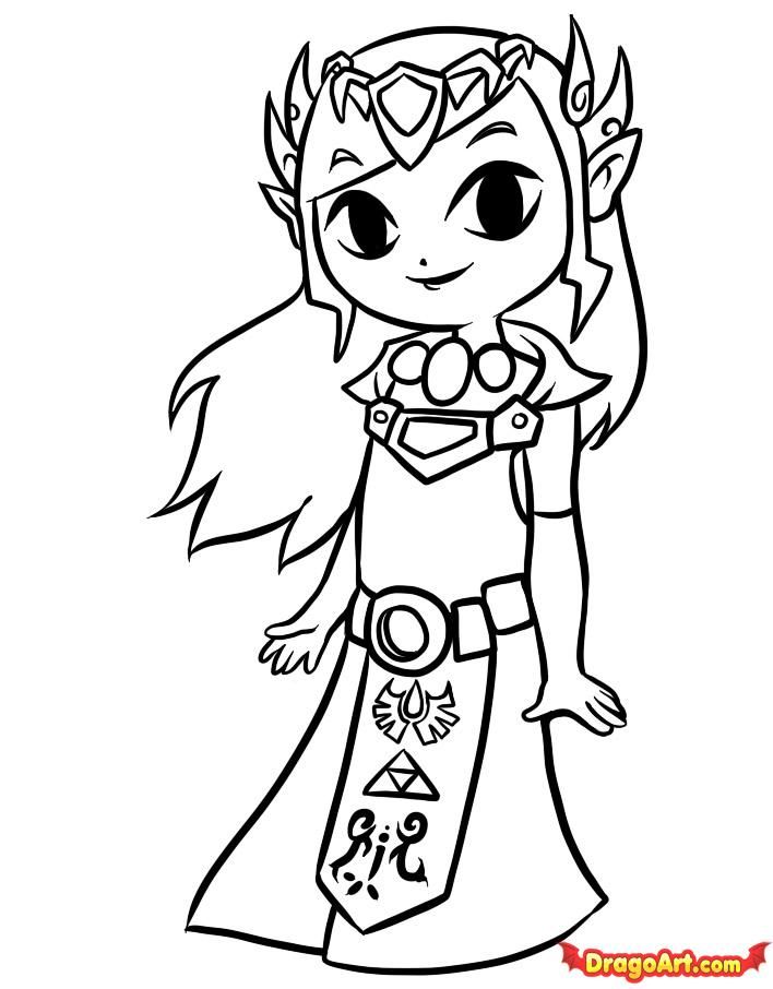 How to draw toon zelda step by step video game characters pop culture free online drawing tutorial added by dawn â coloring pages drawings legend of zelda