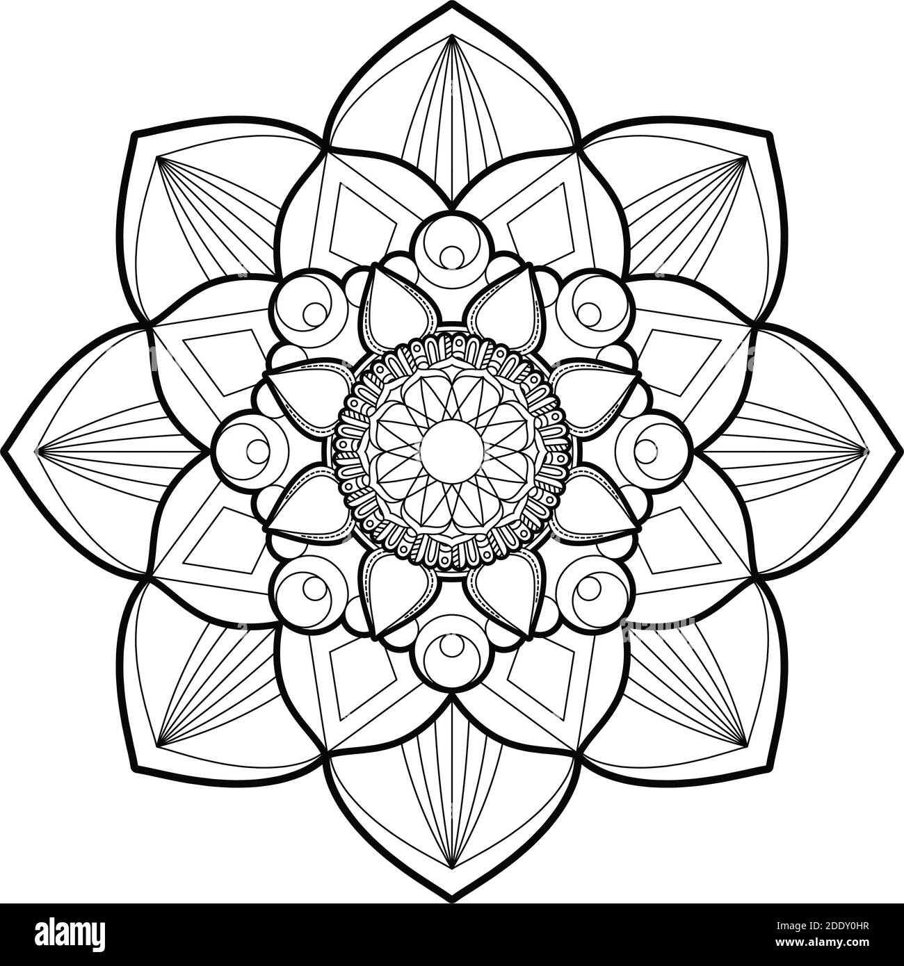 Zentangle mandala for coloring page stock photo