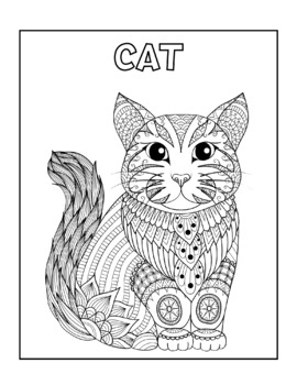 Cat zentangle coloring page mandala cat easy drawing by teach with sheryfa