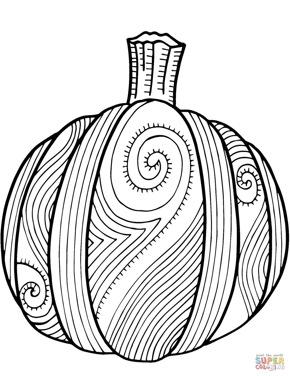 Pumpkin zentangle coloring page free printable coloring pages
