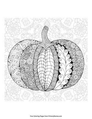 Zentangle pumpkin with background coloring page â free printable pdf from