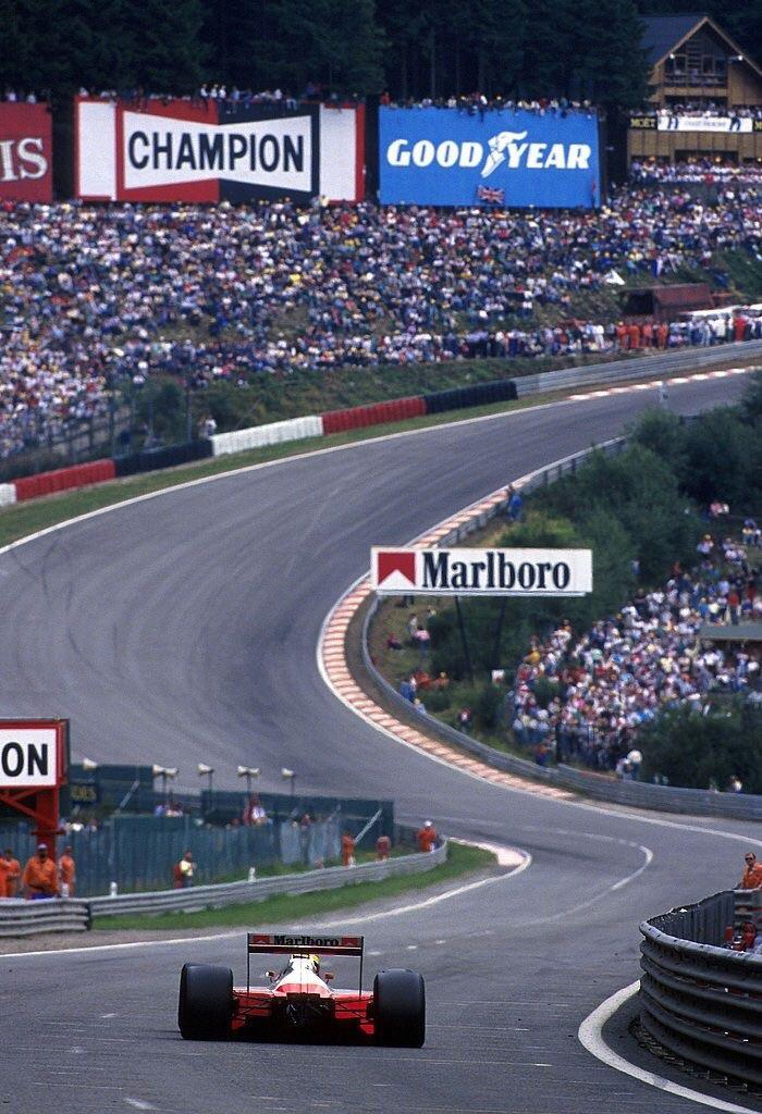 Senna going up eau rouge belgian grand prix ayrton senna formula