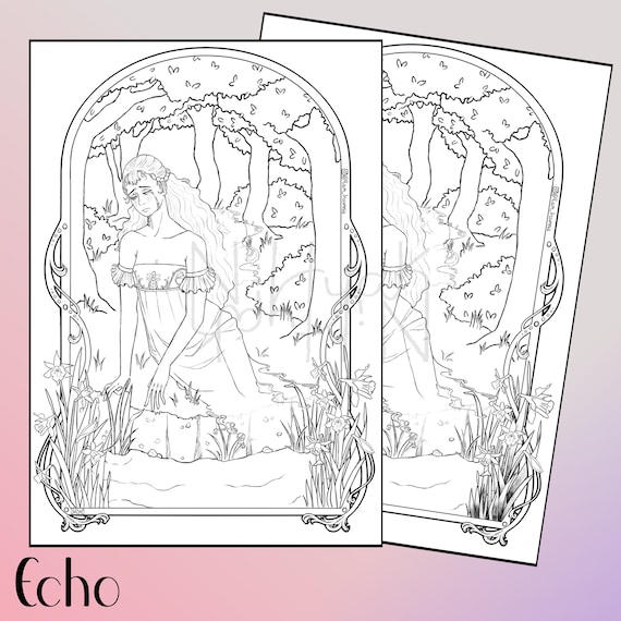 Echo and narcissus coloring pages greek mythology coloring pages perfect for all ages download now