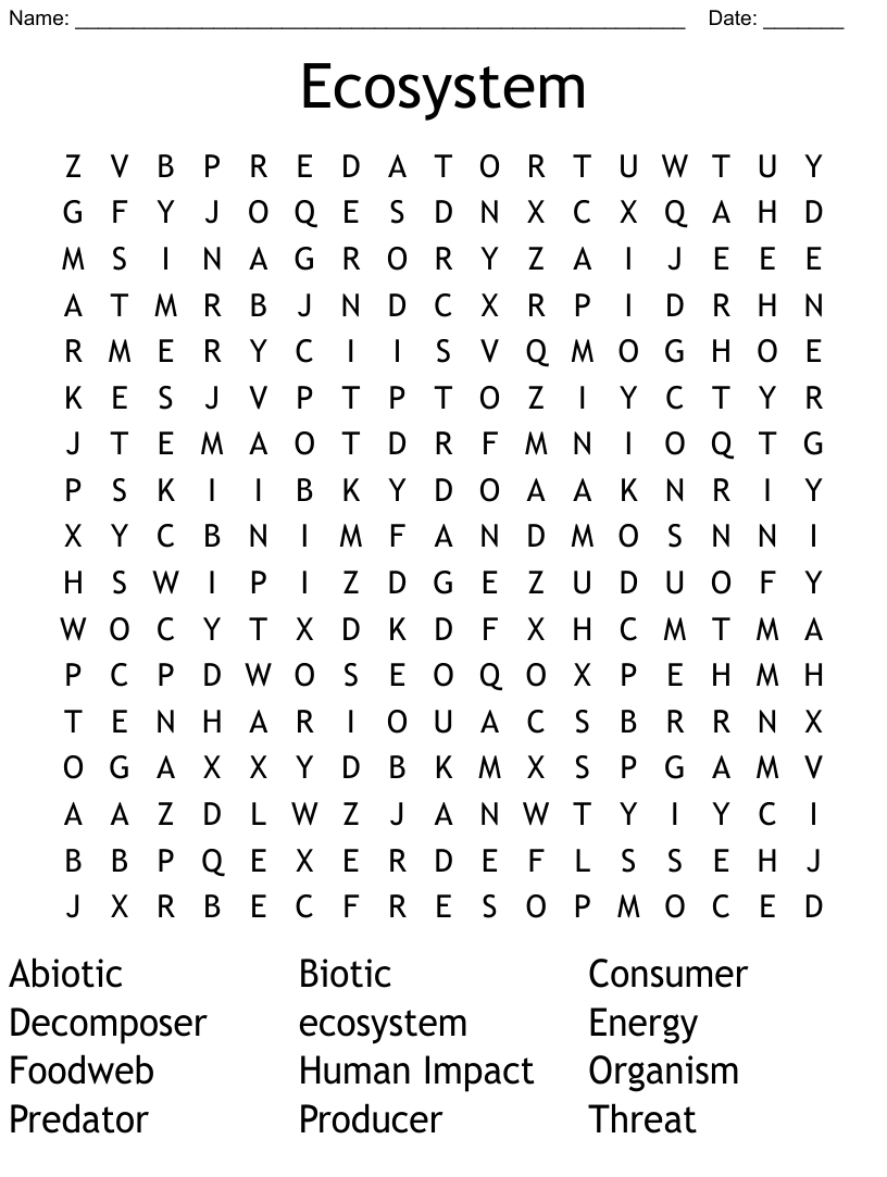 Ecosystem word search