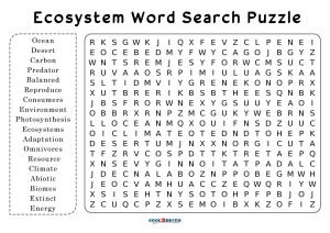 Printable ecosystem word search