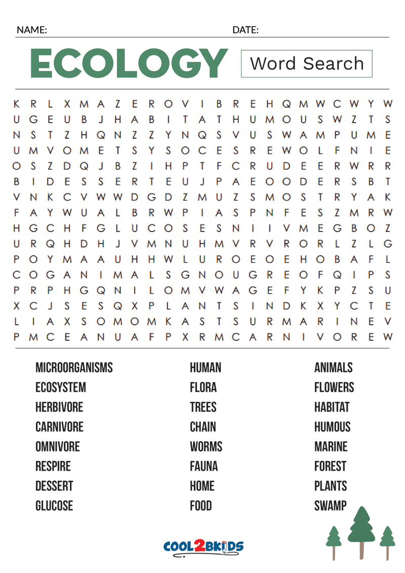 Printable ecology word search