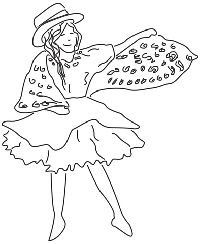 Ecuador woman with panama hat coloring page free printable coloring pages