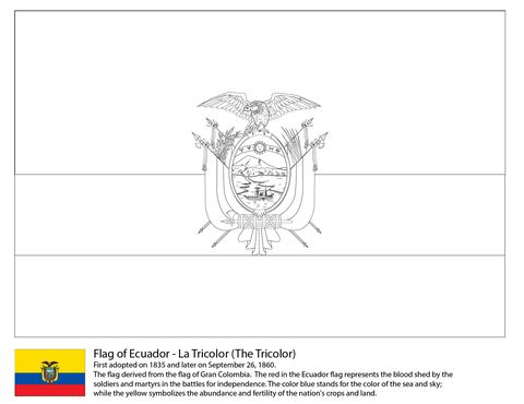 Ecuador flag coloring page from south american flags category select from printable crafts of cartoons â flag coloring pages ecuador flag coloring pages