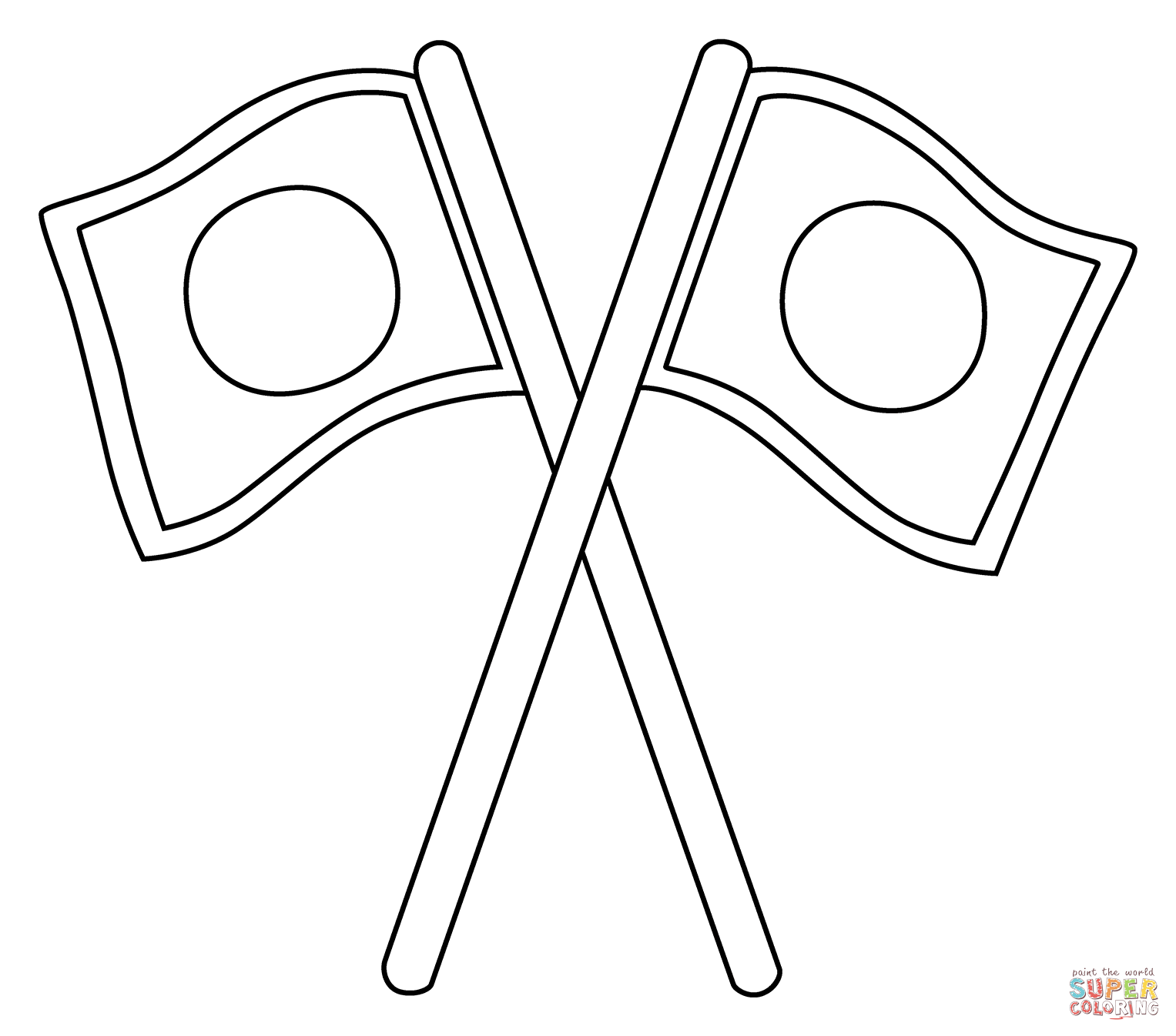 Crossed flags emoji coloring page free printable coloring pages