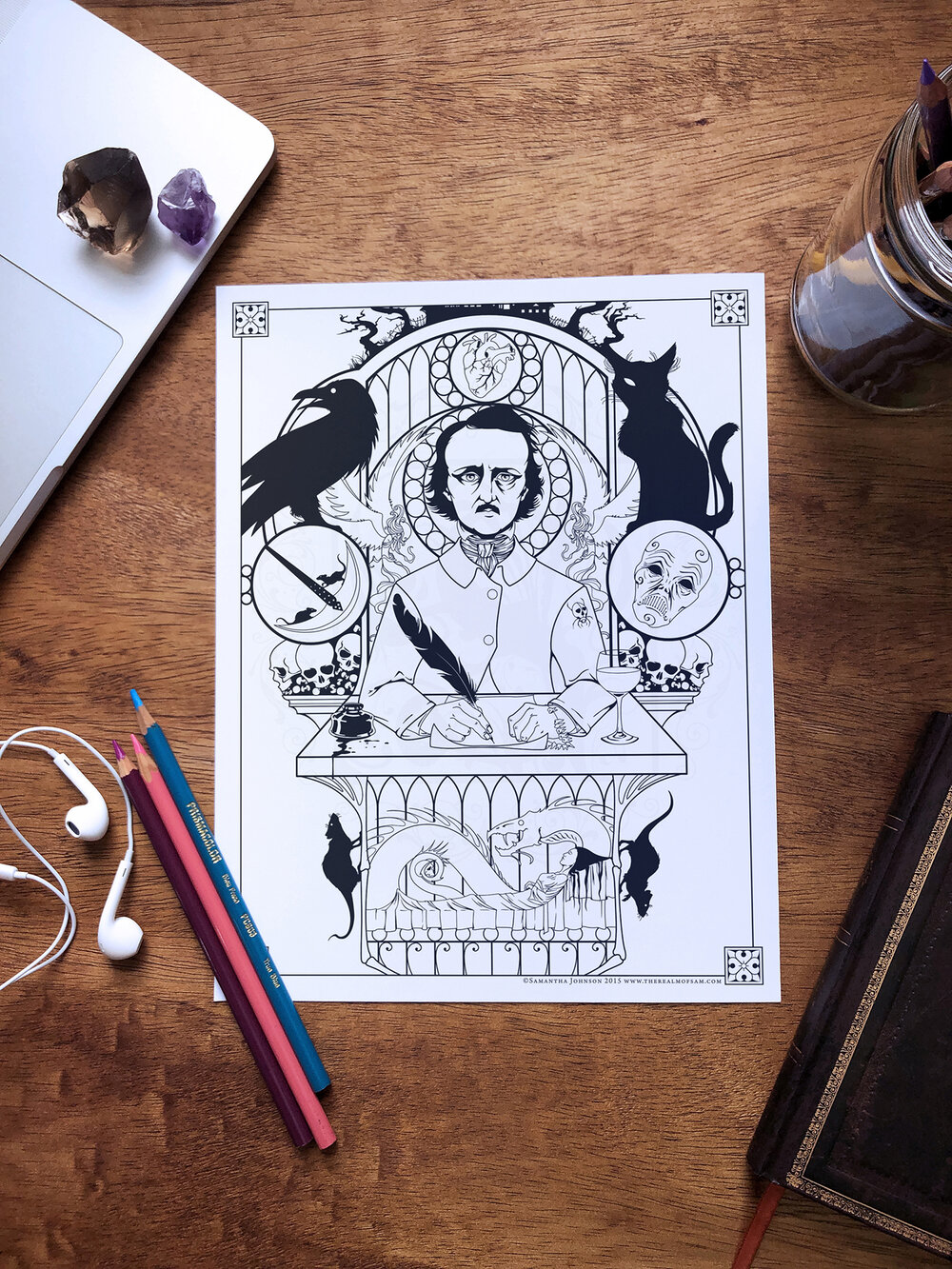 Edgar allan poe printable coloring sheet files