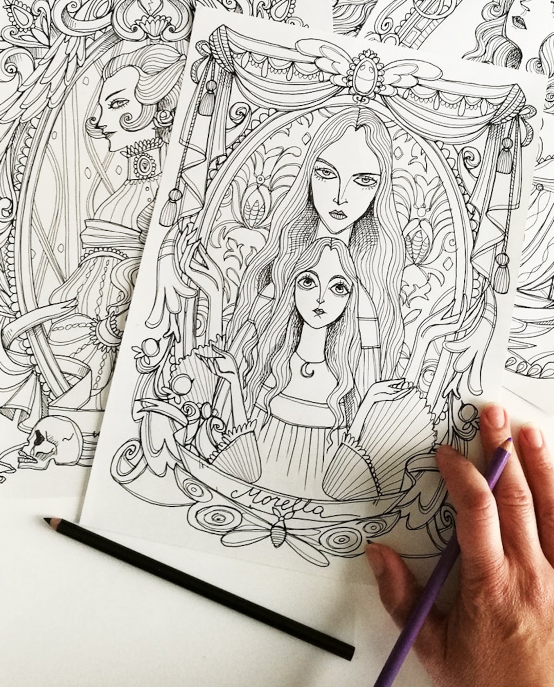 Morella edgar allan poe coloring page instant download printable illustration instant download