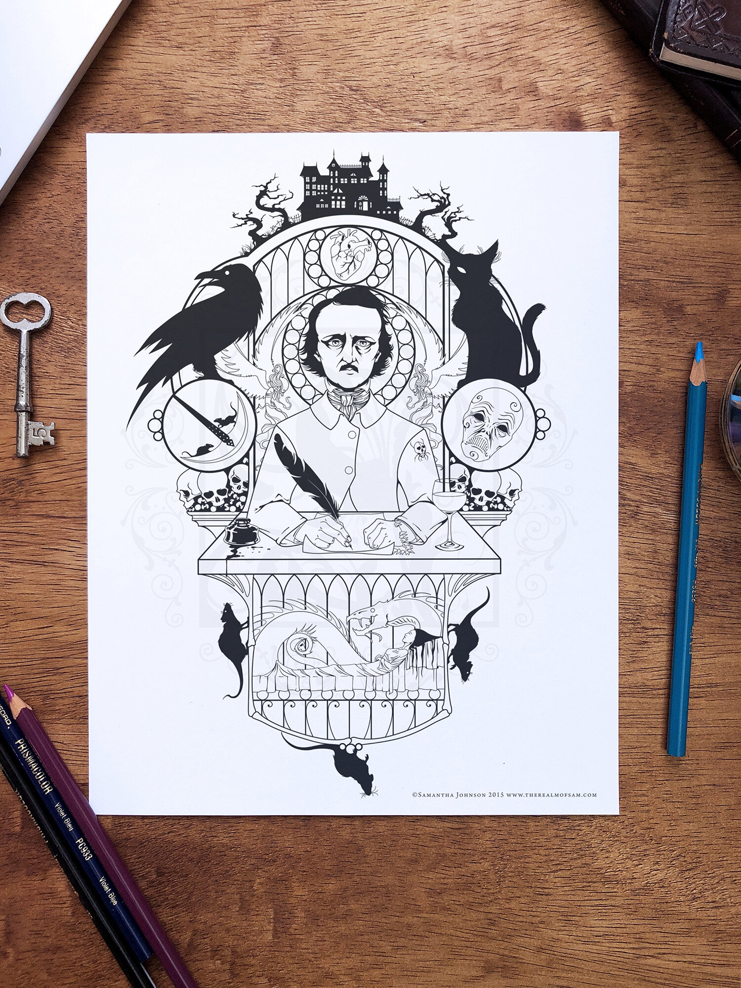 Edgar allan poe printable coloring sheet files