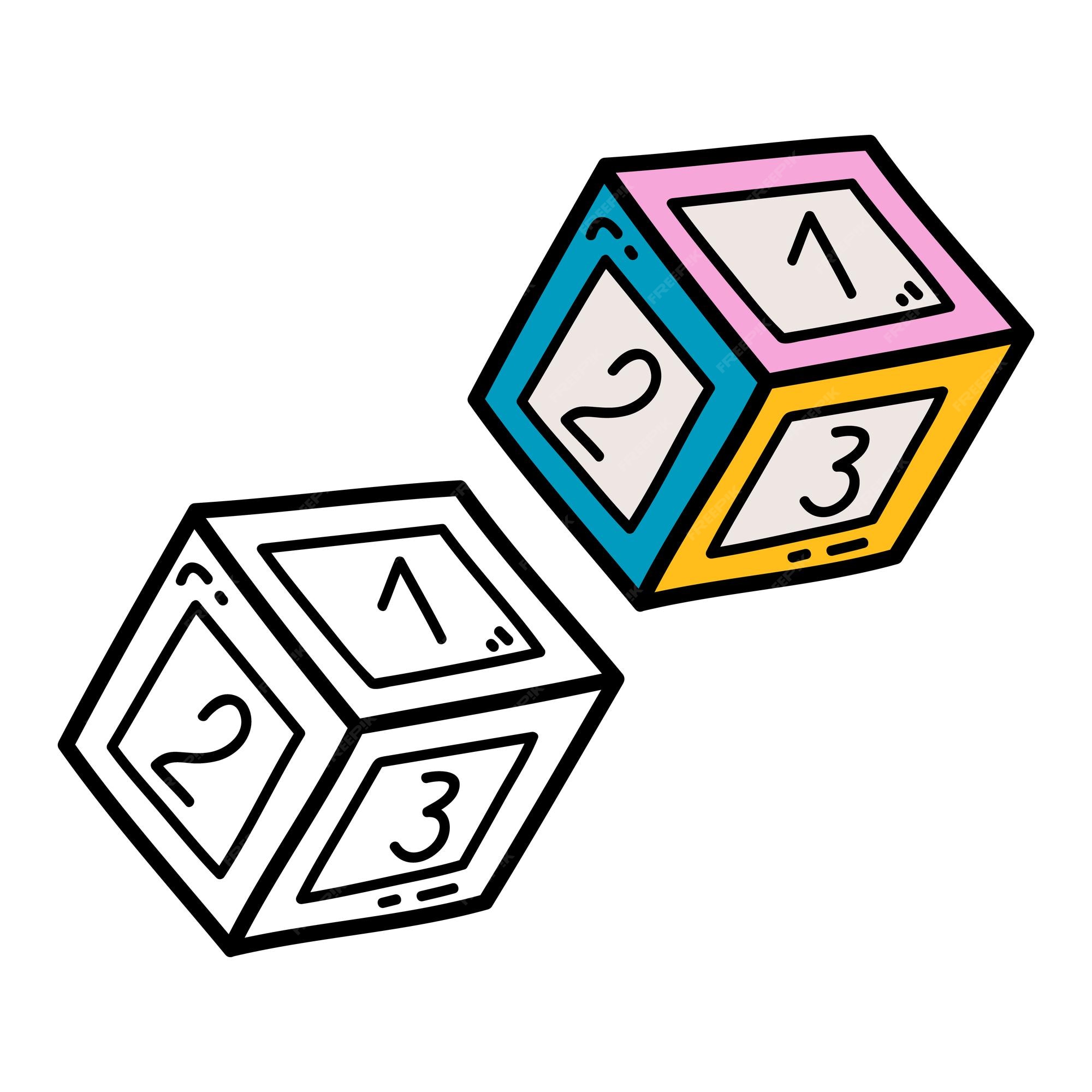 Premium vector illustration coloring page of doodle number cube