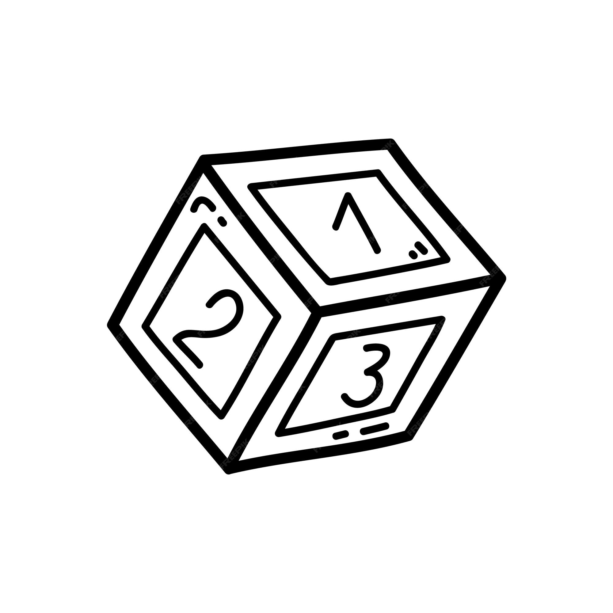 Premium vector coloring page with doodle number cube