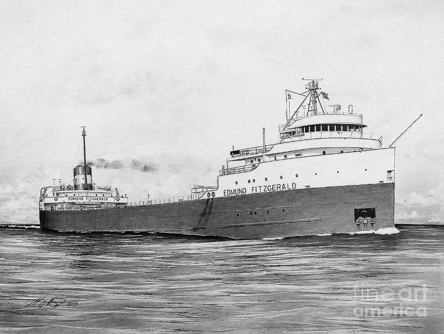 Edmund fitzgerald drawing by anthony strublic