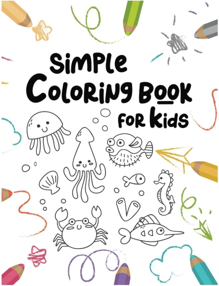 Simple coloring book for kids easy and fun educational coloring pages of animals for little kids age