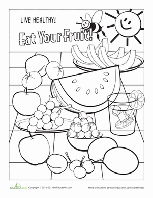 Fruit worksheet education food coloring pages coloring worksheets for kindergarten food coloring