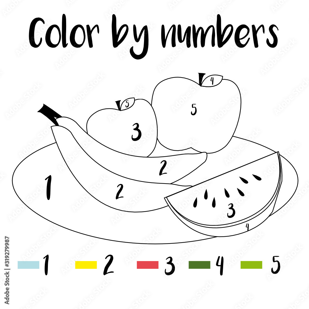 Preschool counting activities coloring page with colorful illustration educational game for children toddlers and kids pre school age printable worksheet vector