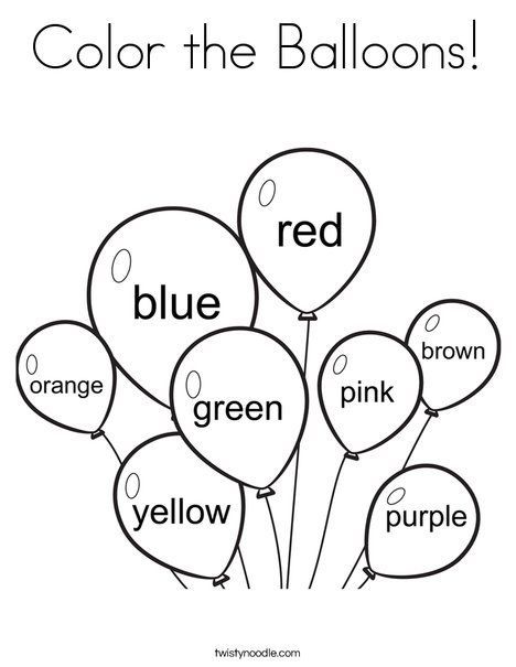 Color the balloons coloring page from twistynoodle coloring worksheets for kindergarten kindergarten coloring pages preschool coloring pages