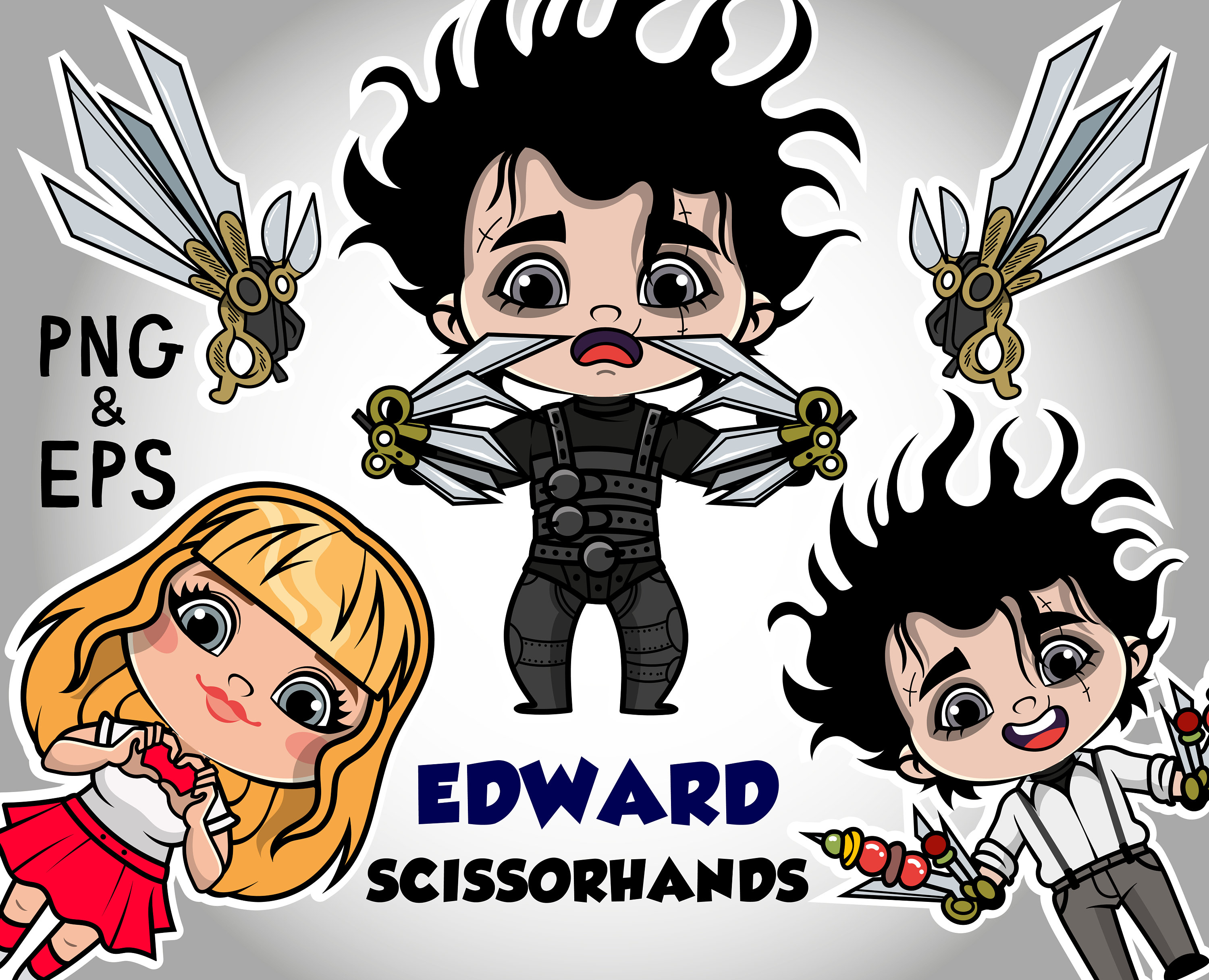 Edward scissorhandscute clipart png scissorhand cute friends scissorhand movie clipart classic s tim burton scissorhand movie bundle