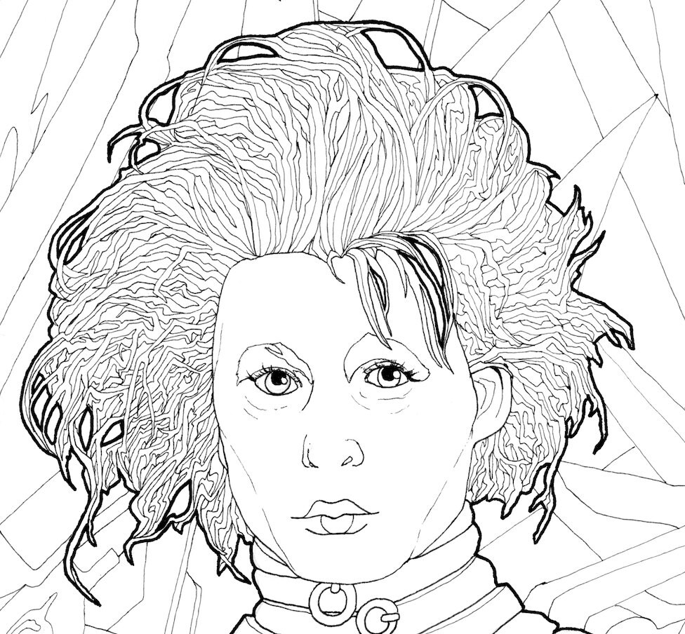 Digital download edward sciscorhands coloring page downloadable halloween coloring for adults tim burton movie printable coloring page