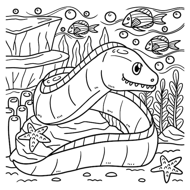 Premium vector eel coloring page for kids