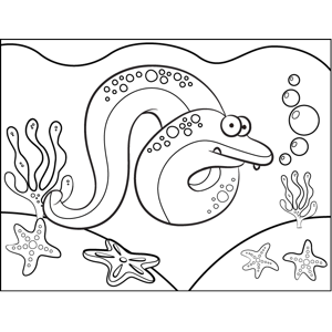 Coiling eel coloring page