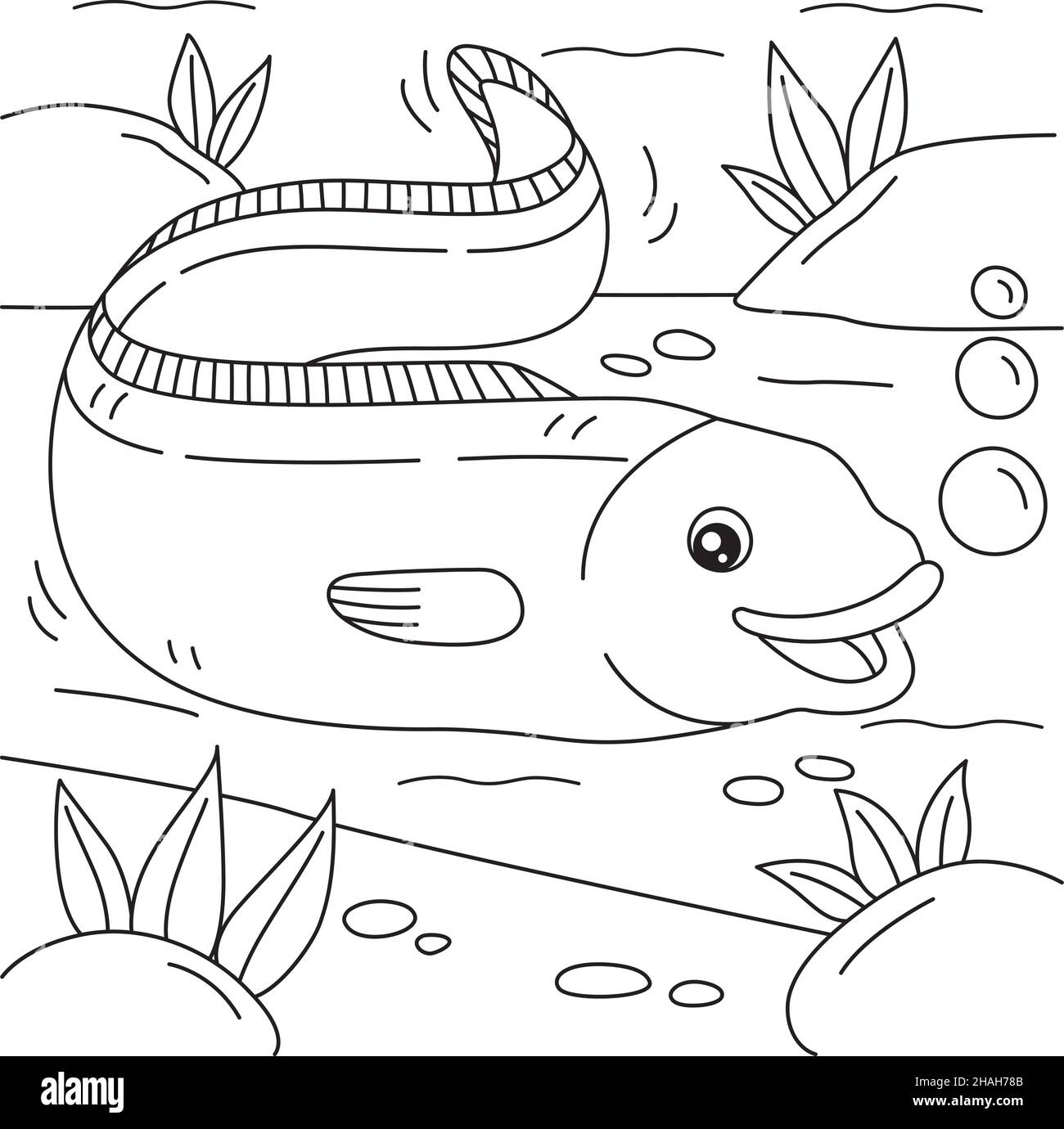 Eel coloring page for kids stock vector image art