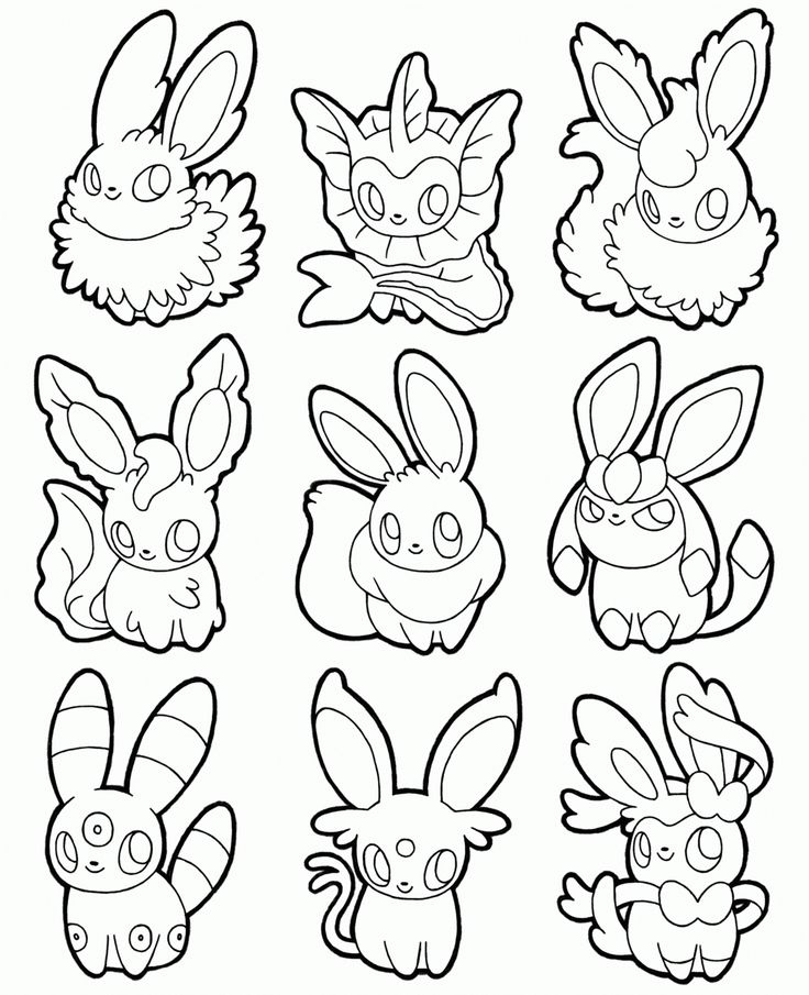 Printable cute eevee coloring pages pdf