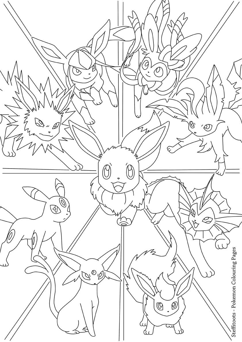 Eevee evolutions pokemon colouring page by steffitoots on