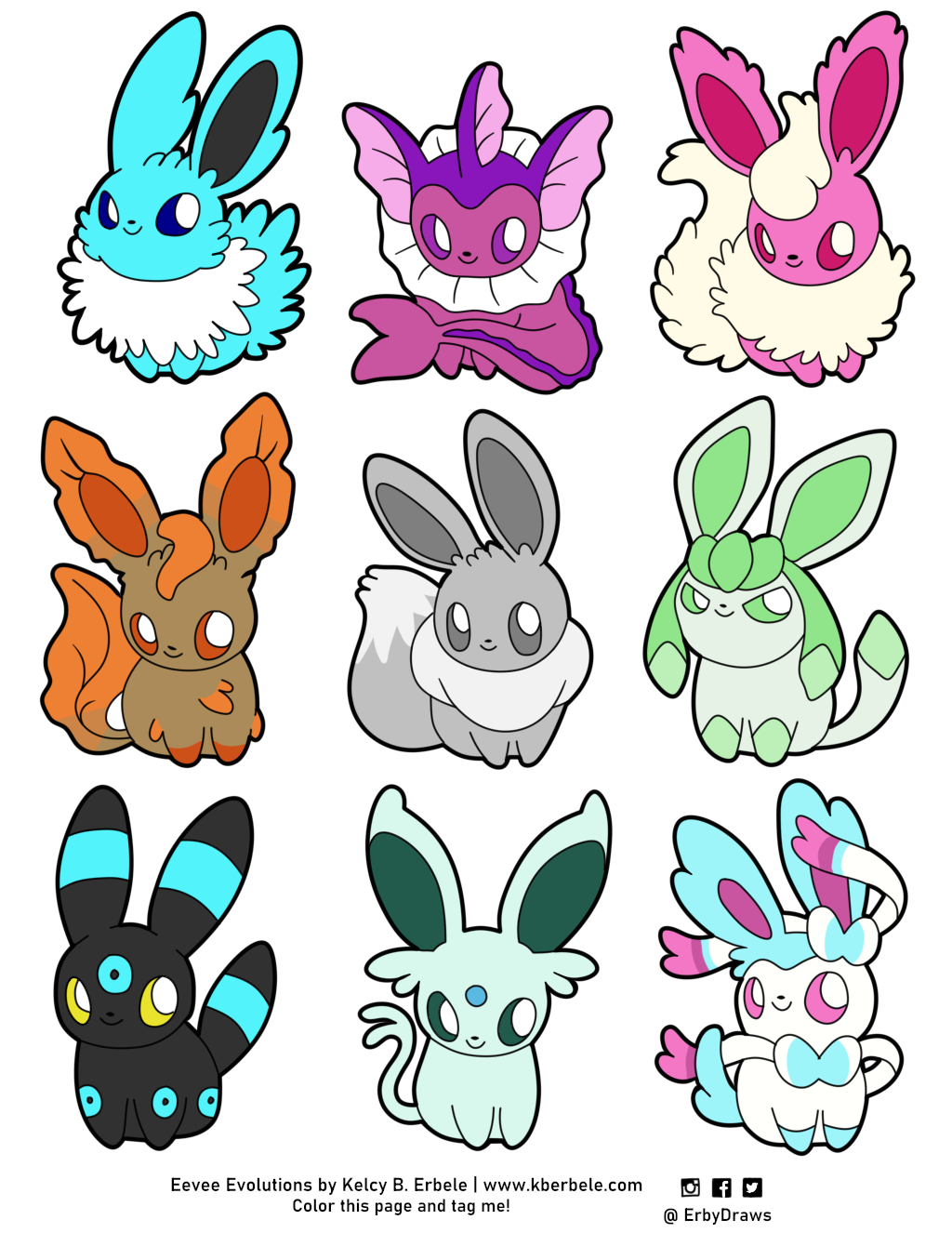 Eeveelutions alt shiny colors by reb on