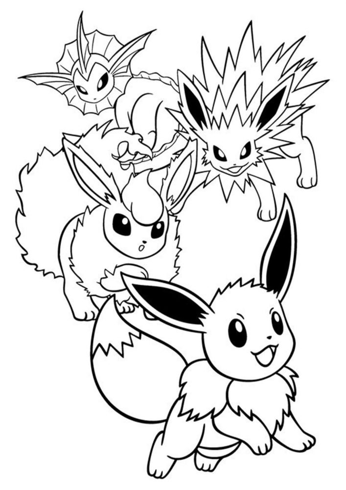 Free easy to print eevee coloring pages