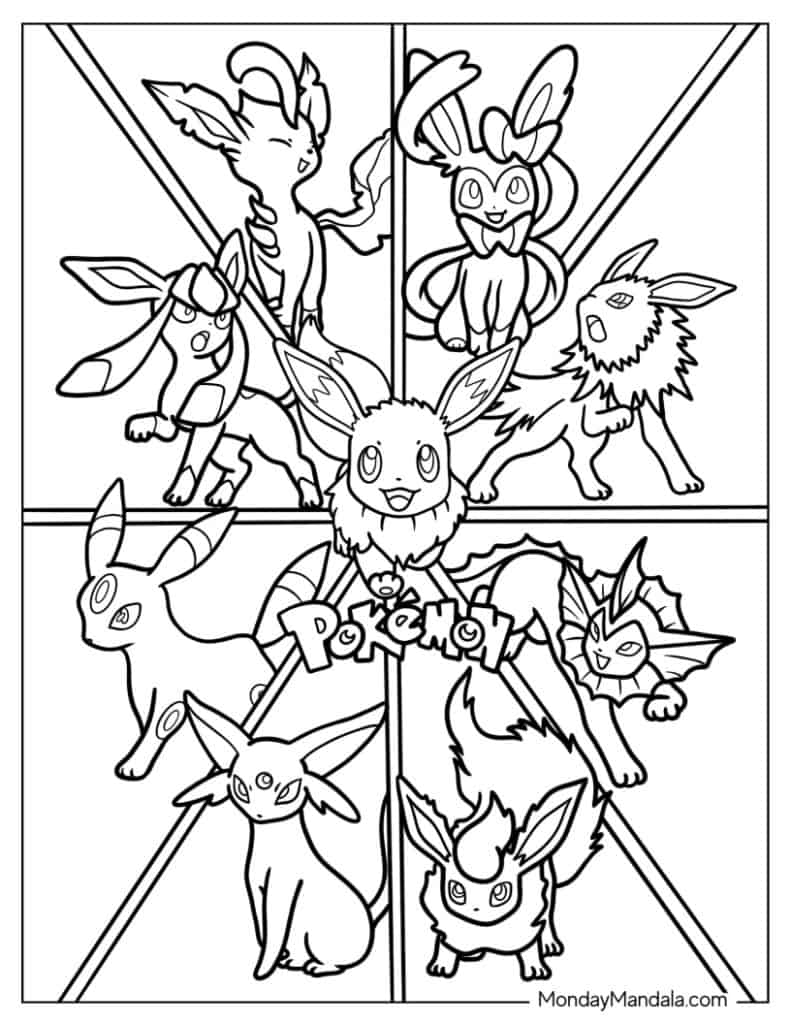 Eevee coloring pages free pdf printables