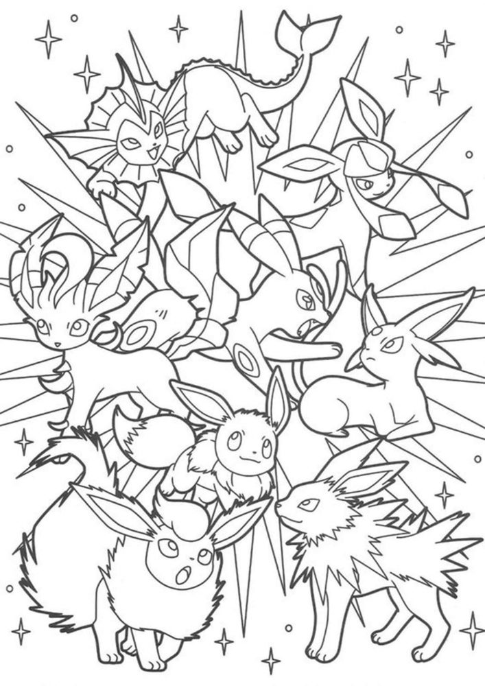 Free easy to print eevee coloring pages