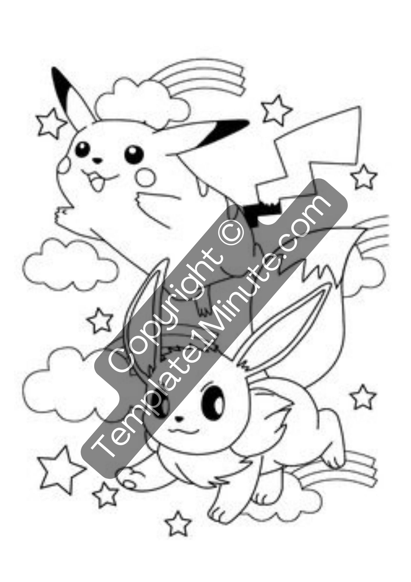 Eevee pokemon coloring pages printable template in pdf â