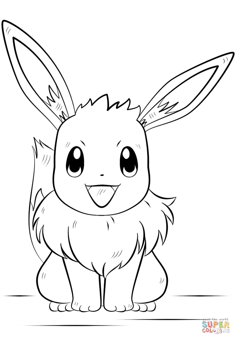 Eevee pokemon coloring page free printable coloring pages