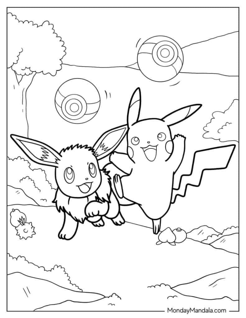 Eevee coloring pages free pdf printables